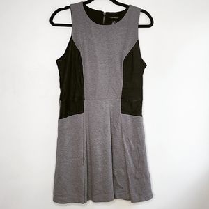 Club Monaco grey and black mixed fabric sleeveless fit and flare dress